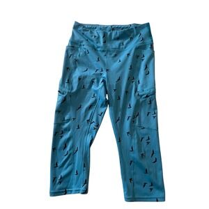 Oiselle Womens Sz 4 Bird Print Flyte Pocket Jogger Crop Running Leggings Active